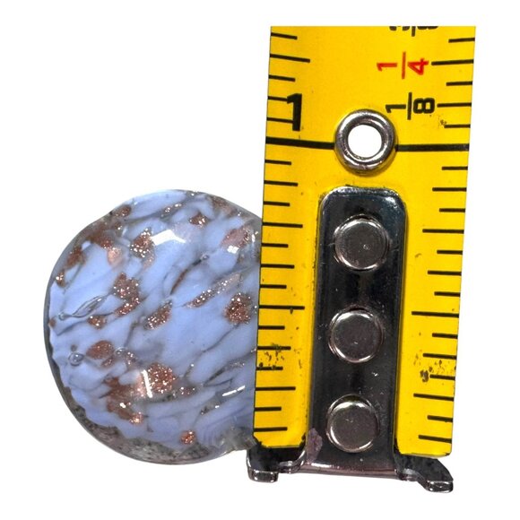 Handcrafted Lampwork Glass Beads - Set Of 7 - Blue & Copper Swirls Flat Discs - Picture 6 of 6